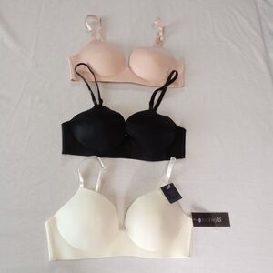 sophie b NWT 3-Pack Ultra Light Invisible Edge Lightly Padded Bras 34C MSRP $80